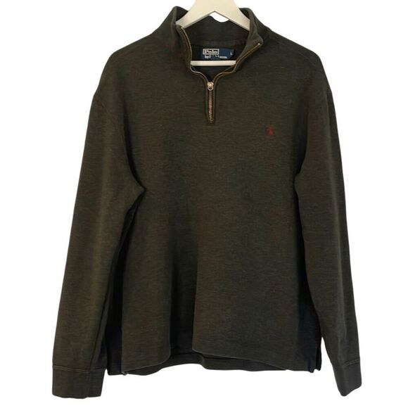 Polo Ralph Lauren grey quarter zip sweater size large - Picture 1 of 9